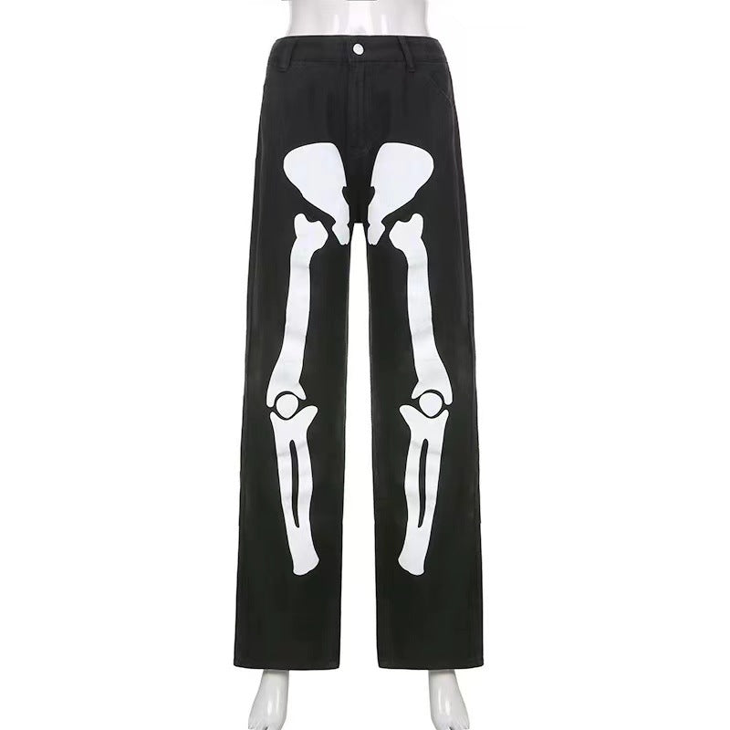 Skeleton Bone Graffiti Jeans