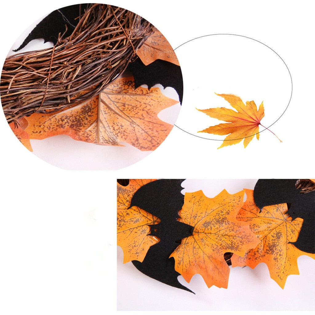 Autumn Halloween Bat Wreath
