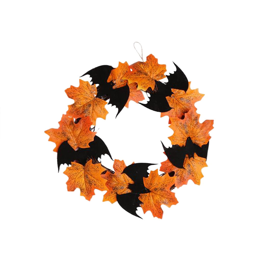 Autumn Halloween Bat Wreath