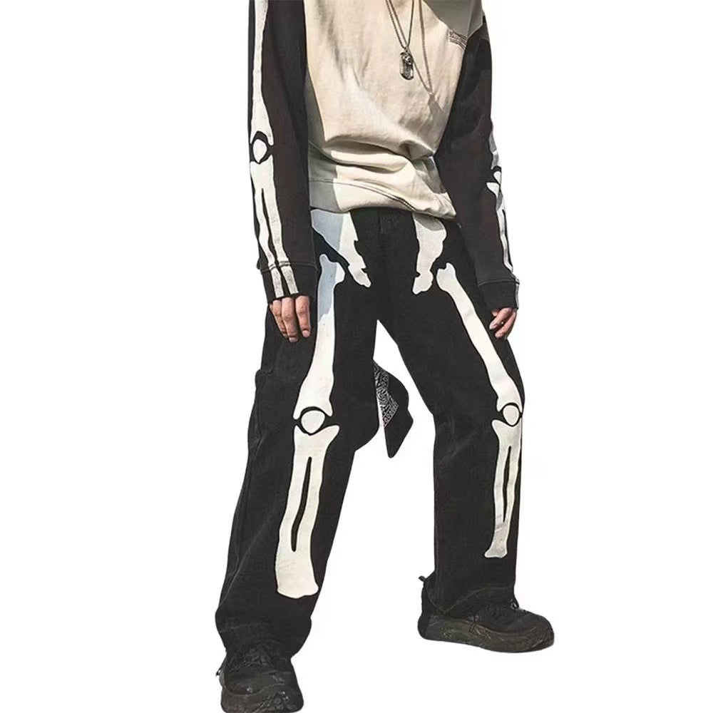 Skeleton Bone Graffiti Jeans