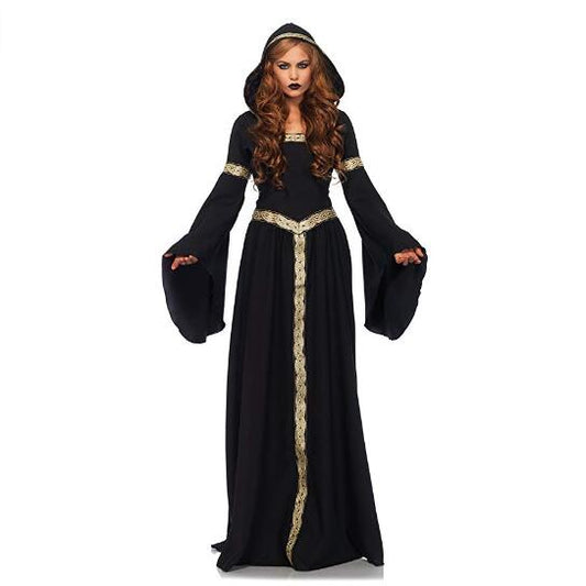 Halloween Black/Gold Hooded Witch Costume