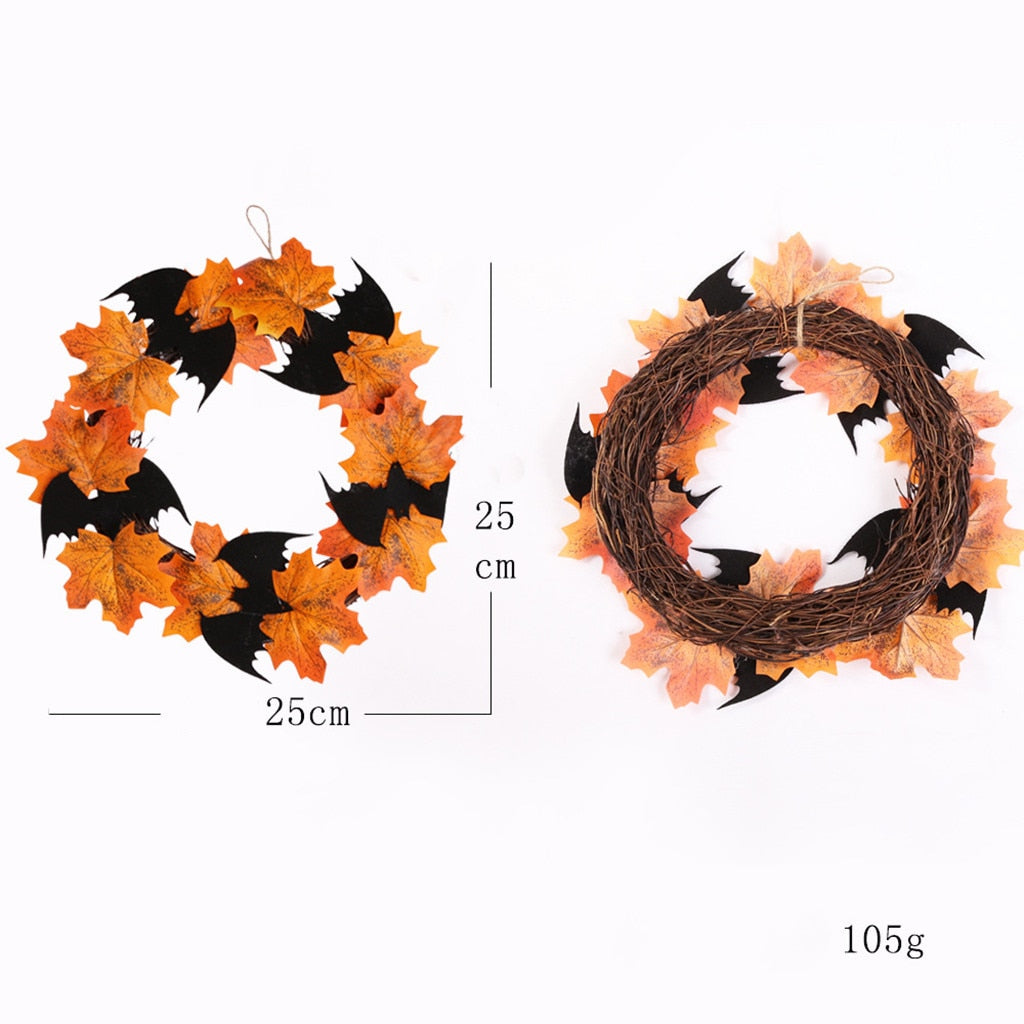 Autumn Halloween Bat Wreath
