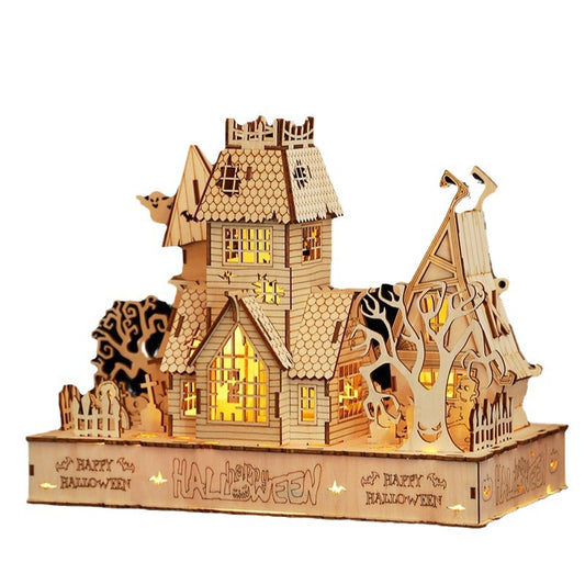 Spooky Led Light Halloween Houses 3D Wooden Jigsaw Puzzle