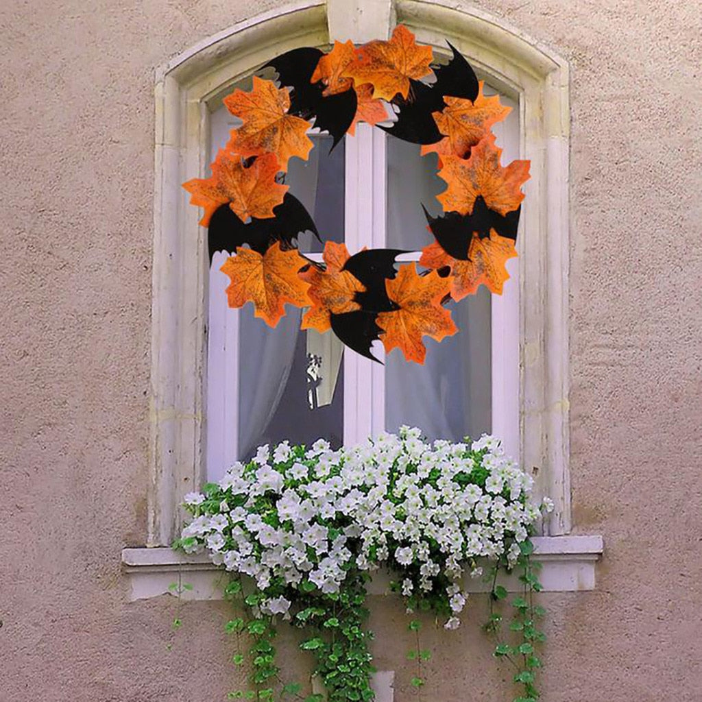 Autumn Halloween Bat Wreath