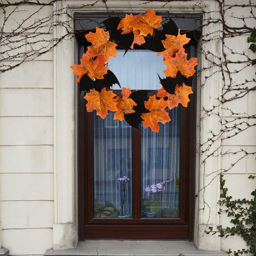 Autumn Halloween Bat Wreath