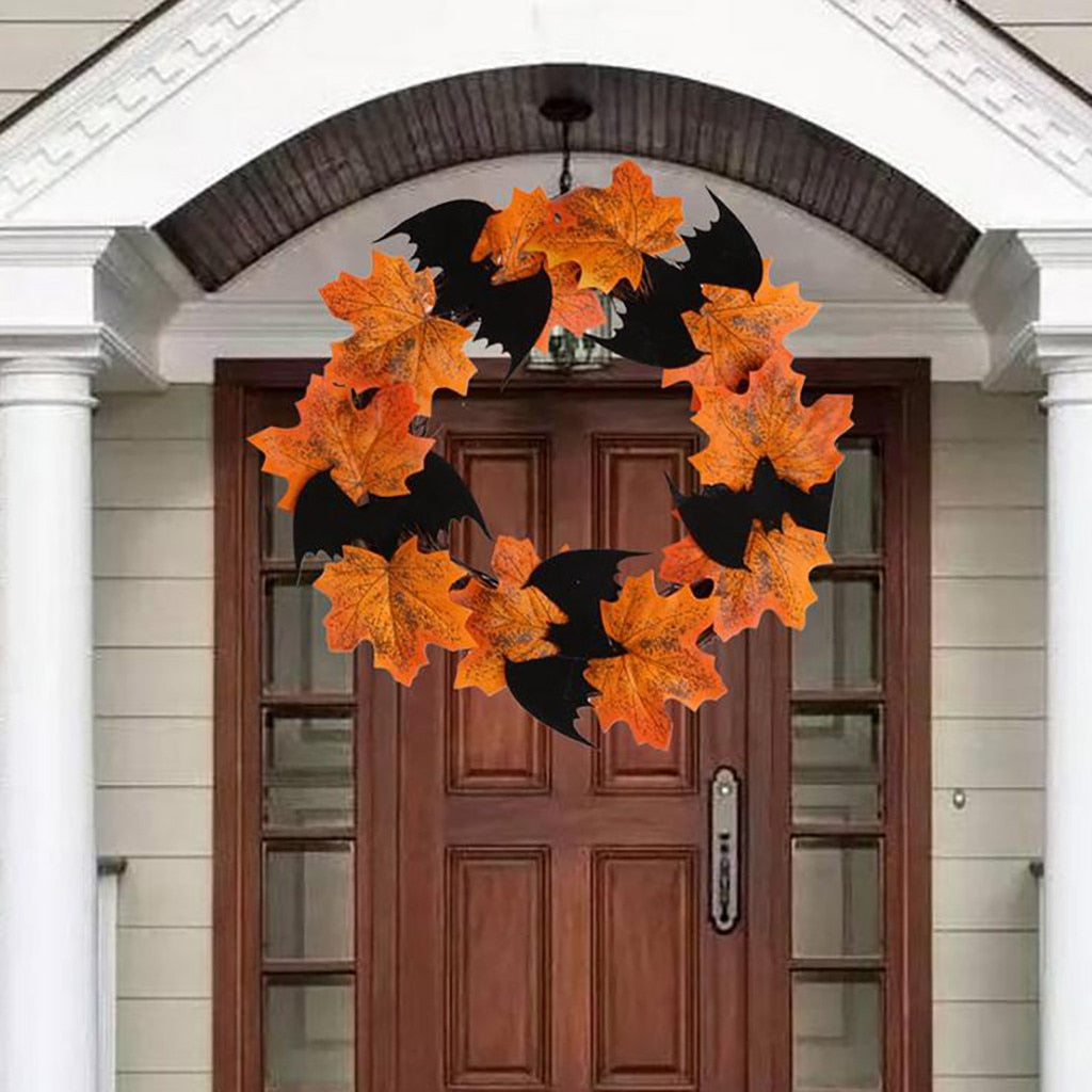 Autumn Halloween Bat Wreath