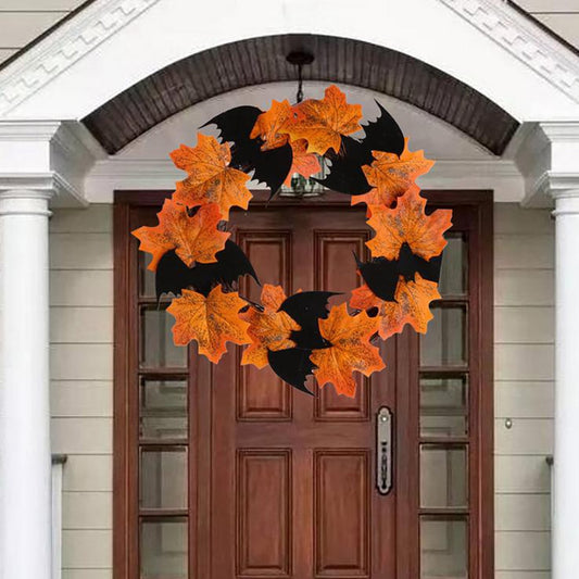 Autumn Halloween Bat Wreath